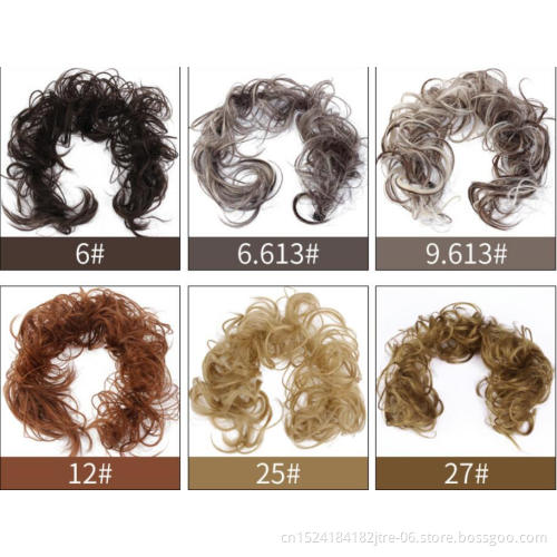 Wrap Messy Hair Bun Extensions Wavy Curly Hair Donut Chignon Ponytail, Synthetic Hair Rope Elastic Band Updo